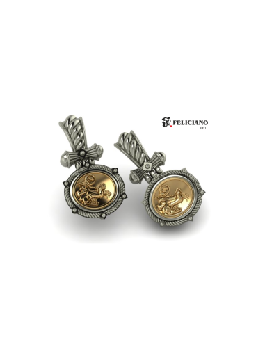 PROM137 Pendientes moneda romana cuadriga