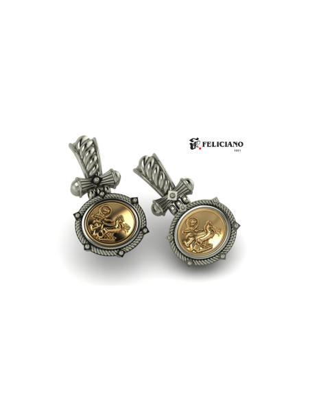 PROM137 Pendientes moneda romana cuadriga