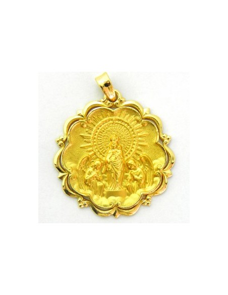 Medalla Pilar especial con ondas y orlas en brillo